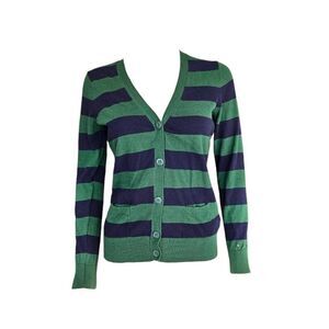 Tommy Hilfiger Green and Blue Striped Cardigan